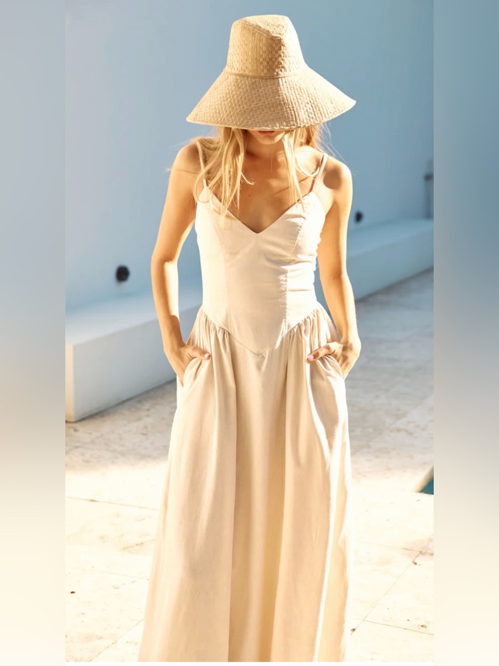 NWT Seven Wonders Zephy Linen Maxi Dress Sand Beige M - Picture 2 of 16